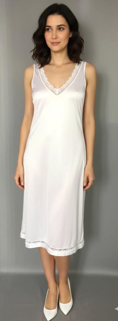 Combinaison fond de robe vintage nylon satin� dentelle Taille M-38