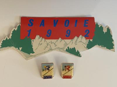 2 PIN'S SKI JO ALBERTVILLE DESCENTE VAL D'ISERE SAVOIE 1992