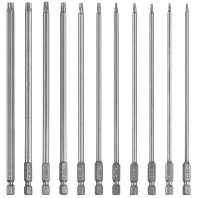 Jeu de 11 embouts Torx longs 200 mm magn�tiques en acier S2  T6 � T40  Pour v...
