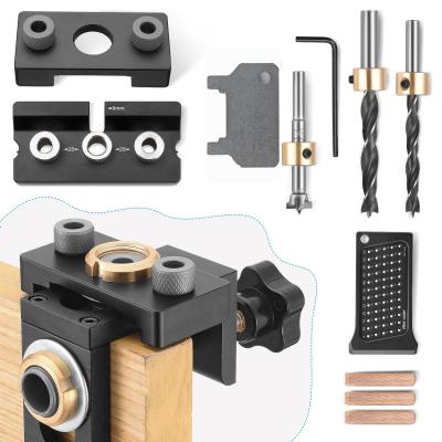 8-10-15 mm Gabarit de per�age, kit de guide de per�age en bois 3 en 1 avec cl...