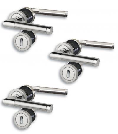 Lot de 3 ferrures de porte en acier inoxydable poli-satin� pour 3 portes de c...