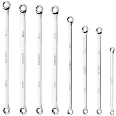 Jeu de 8 cl�s polygonales doubles extra longues en acier CV 8 mm � 24 mm