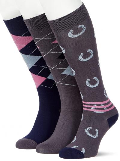 Cardiff Chaussette d'�quitation, Grau Blau, S Taille Normale Femme