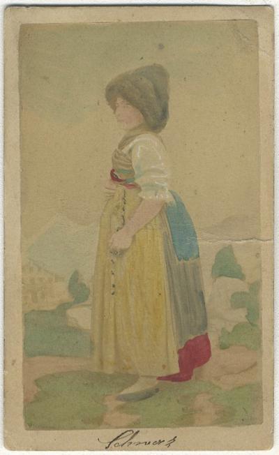 Carte de visite photo anonyme femme en costume vers 1860