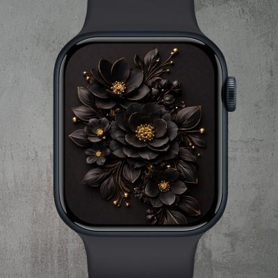 Moody Black Floral Apple Watch & Smart Watch Wallpaper (Digital Product)