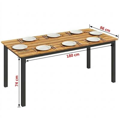 Table Jardin Rectangulaire 6 8 Pers Lattes Acier Bois M�l�ze 180x86cm Teck