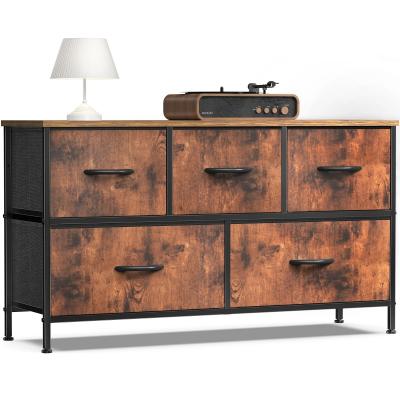 Commode de Rangement 5 Tiroirs Tissu & Acier   Tour de Stockage V�tements