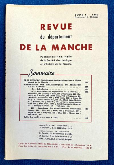 Revue de la Manche, t. 4, fasc. 16, 1962 (D�portation, Biblioth�ques archives)
