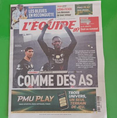 PSG VAINQUEUR DE LIVERPOOL -JOURNAL L' �QUIPE 9 AVRIL 2026