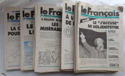 Le Fran�ais (journal m�gr�tiste - Front National) LOT 108 num�ros 1994 1995