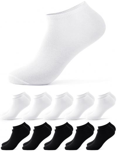 socquettes femme lot de 10 paires (mod�le: Alexa) Noir Blanc 39 42