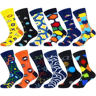 Lot de 12 paires de chaussettes en coton color�es et amusantes pour homme, 47 50