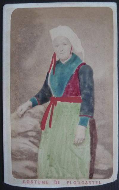 Photo Emile Mage Brest Albumine CDV Plougastel D�guisement Bretagne 1870