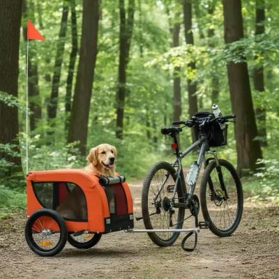 Remorque de v�lo pour animaux de compagnie orange et noire