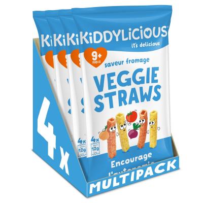 Veggie Straws Saveur Fromage | D�s 9 mois | Sans Gluten | 4 Packs de 48g (4