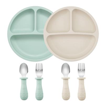 Set de Vaisselle pour B�b� | 2 Assiettes Divis�es avec Ventouse en Silicone