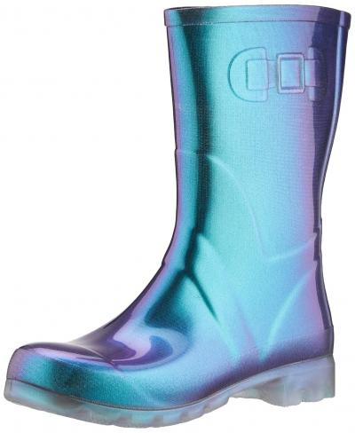 Femme Glossy Botte tendance, Turquoise, 42 EU
