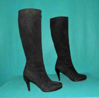 JAIME MASCARO Black Suede Leather Heeled Boots, EU 37