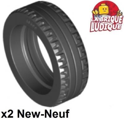 LEGO 2x Tire Solid Tread 43.2 x 14mm Smooth Black 30699 New