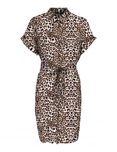 Vmeasy Joy S-S Shirt Dress WVN GA Robe, Tan-AOP: liv, M Femme
