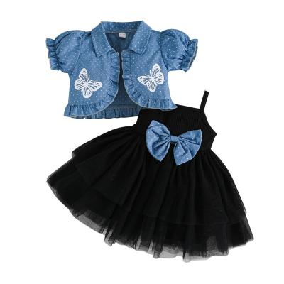 Ensemble Robe Tutu et Cardigan Bebe Fille 2Pcs sans Manches Bowknot Princesse