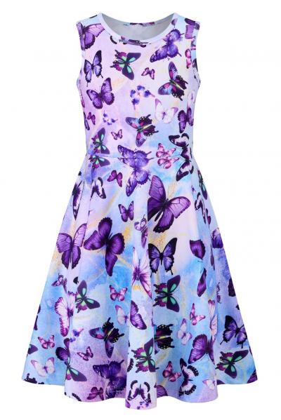 Robe 3D pour Enfants, Robes Violettes, Robe d'�t�, Robe pour Enfants, Papillon