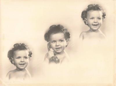 ANCIENNE PHOTOGRAPHIE TRIO PORTRAITS JEUNE ENFANT SOURIANT