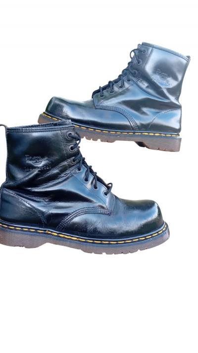 dr martens industrial coqu� made in england 43 cuir noir boots s�curit� vintage