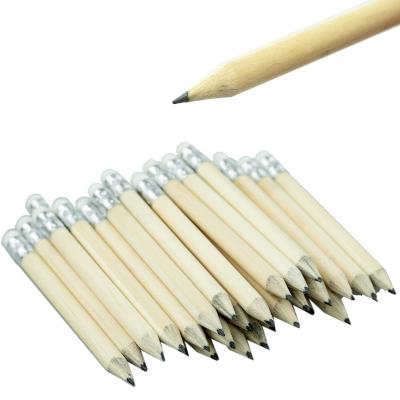 Lot de 40 mini crayons en bois courts en vrac avec gomme et demi crayon de go...
