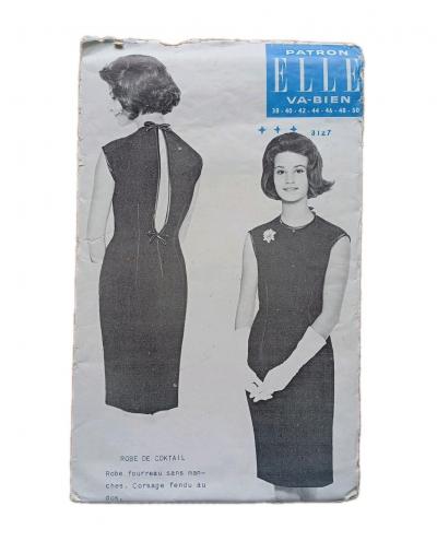 Patron Couture Vintage Elle Va Bien Femme Robe De Cocktail Ann�es 60 Fr-It-De.