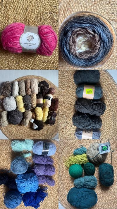 Gros lot de pelotes de laine   neuves et entam�es   id�al tricot - crochet