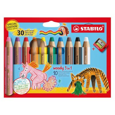 woody 3 in 1   Crayon de couleur   Etui carton x 10 crayons de couleur