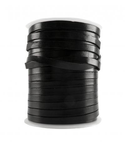 Cordon en cuir plat de 7 x 1,5 mm, noir, 10 m�tres