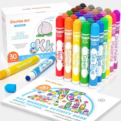 Marqueur � Point Lavable, 30 Couleurs Dot Marker avec 1 Livre de Coloriage
