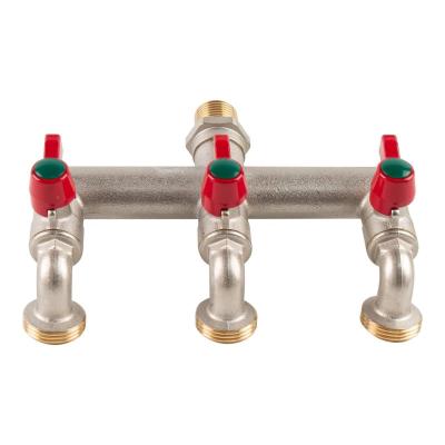 R�partiteur de tuyau en laiton robuste � 3 voies, entr�e 1,27 cm et sorties d...