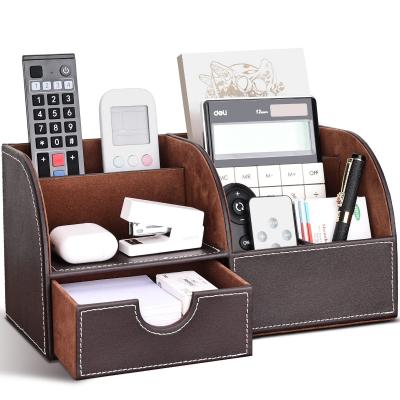Organisateur de Bureau Multifonctions Pot a crayon en Cuir Rangement Bureau