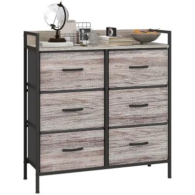 HOMCOM Commode 6 Tiroirs Tissu Non Tiss� Cadre Acier Rangement Chambre