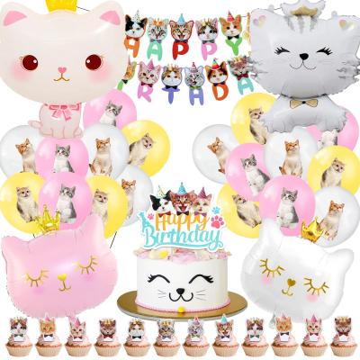 Chat Anniversaire Decoration Filles,Chats Anniversaire Ballon en Latex 50 Pcs...