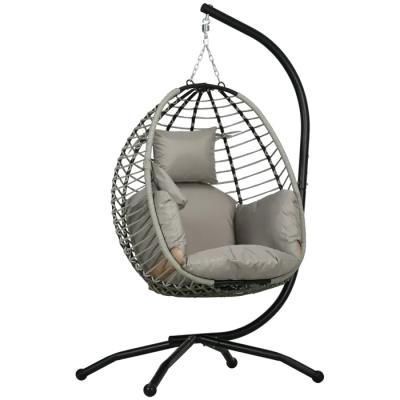 Fauteuil  uf Suspendu Balancelle Pliante Cocon Coussin Support M�tal Gris 120kg