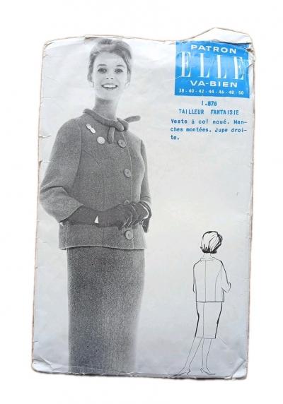 Patron Couture Vintage Elle N�1876 Tailleur Fantaisie Femme Fr-It-De Ann�es 60.
