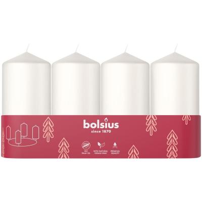 Lot de 4 bougies piliers lisses  Blanc  100 x 48 mm  Bougies d�coratives  Lon...