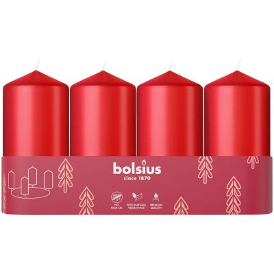 Lot de 4 bougies piliers lisses  Rouge  100 x 48 mm  Bougies d�coratives  Lon...