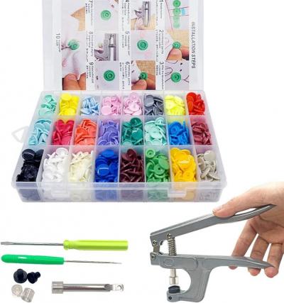 Boutons Pression en Plastique de 24 Couleurs avec Outils Pince en M�tal Neuf
