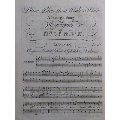 Guitare fl�te piano ARNE Blow Blow Thou Winter's Wind Song ca1830