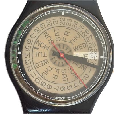 SWATCH 1987 Vintage Collections GB 713 Ticker Tap  Day-Date Montre Suisse Quartz