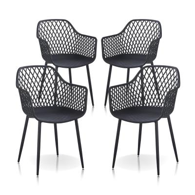 Lot de 4 chaises de Salle � Manger avec accoudoirs, Motif Diamant ajour�, cha...