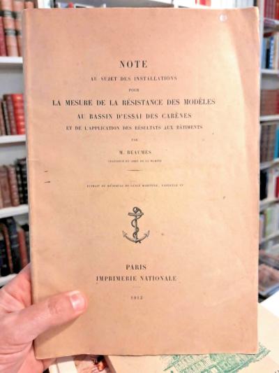 Note (...) mesure de la r�sistance des mod�les au bassin d'essai des car�nes