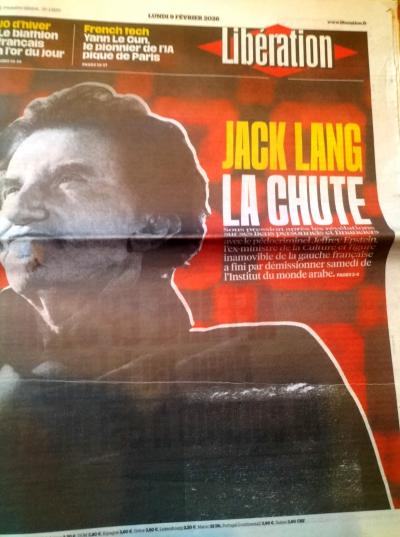 LIBERATION 9 f�vrier 2026 # Jeffrey EPSTEIN provoque la chute de Jack LANG