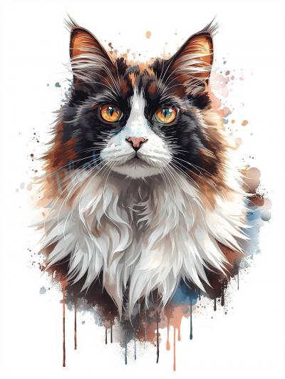 Chat Noir Blanc A4 Affiche Art Num�rique Print D�coration   2288