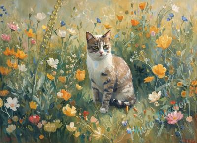 Affiche chat artistique A4 art print d�coration murale art d�co tableau chat 7177